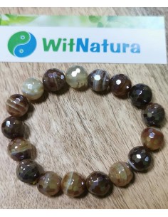 AGAT BOTSWANA FASETOWANY I NABŁYSZCZANY, BRANSOLETKA KULKI 12 mm