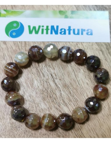 AGAT BOTSWANA FASETOWANY I NABŁYSZCZANY, BRANSOLETKA KULKI 12 mm