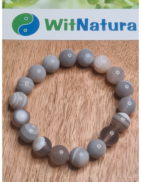 CHALCEDON SZARY, BRANSOLETKA KULKI 10 mm
