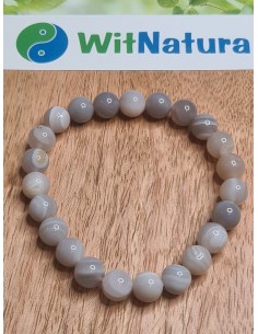 CHALCEDON SZARY, BRANSOLETKA KULKI 8 mm