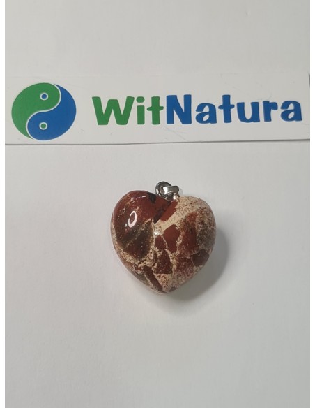 JASPIS MIX , 20/20mm, ZAWIESZKA SERCE PĘKATE