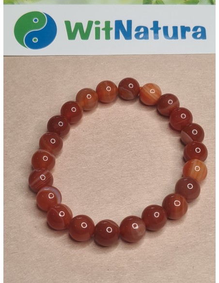 KARNEOL, BRANSOLETKA KULKI 8 mm