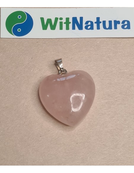 KWARC RÓŻOWY, 25/25mm, ZAWIESZKA SERCE