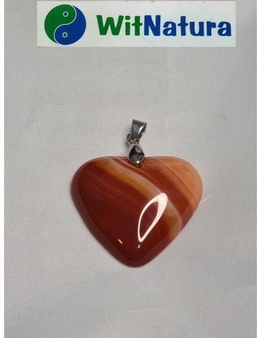 KARNEOL SERCE, 33/33 MM, ZAWIESZKA SREBRNA