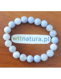 CHALCEDON NIEBIESKI, KULKA 10MM, BRANSOLETKA