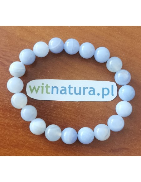 CHALCEDON NIEBIESKI, KULKA 10MM, BRANSOLETKA