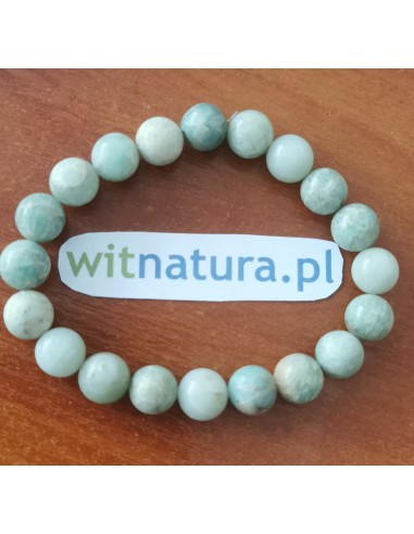 AMAZONIT JASNY, BRANSOLETKA KULKI 10 mm