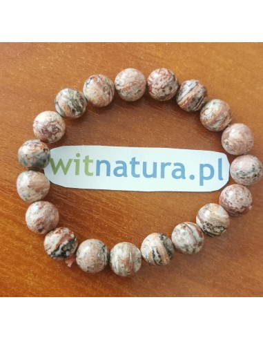 JASPIS LEOPARDZI JASNY, BRANSOLETKA KULKI 10mm