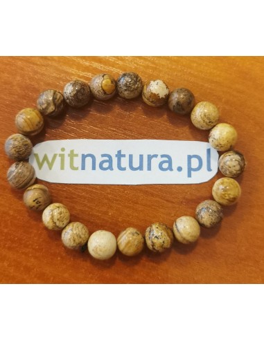 JASPIS OBRAZKOWY ( KRAJOBRAZOWY ), BRANSOLETKA KULKI 8mm