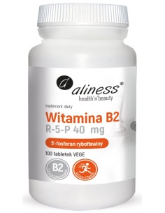 WYPRZEDAŻ - WITAMINA B2 R-5-P (RYBOFLAWINA) 40 MG x 100 VEGE TABS. - ALINESS
