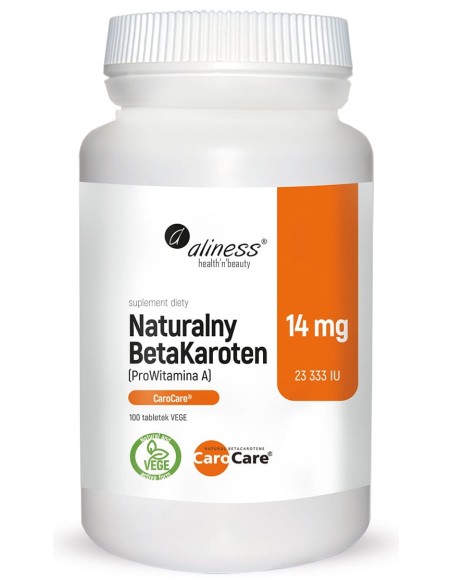 NATURALNY BETA KAROTEN 14MG, PROWITAMINA A, 100tabl. - ALINESS