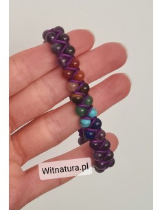 AMETYST + MIX KAMIENI, CZAKRY, REGULOWANE NA SZNURKU, BRANSOLETKA KULKI 6 mm 2