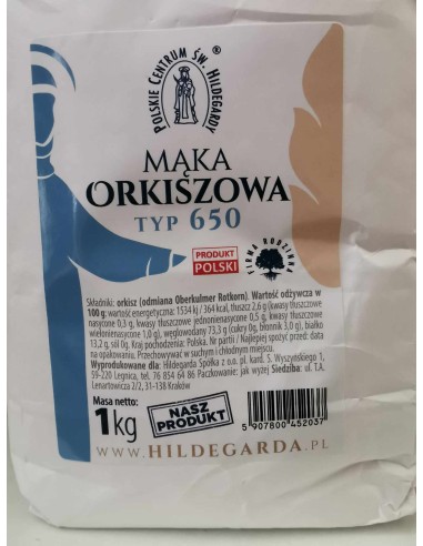 MĄKA ORKISZOWA BIAŁA TYP 650 1kg HILDEGARDA
