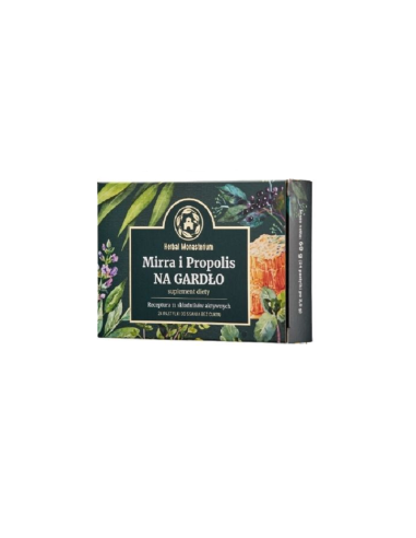 MIRRA I PROPOLIS NA GARDŁO 24 PASTYLKI DO SSANIA BEZ CUKRU - HERBAL MONASTERIUM