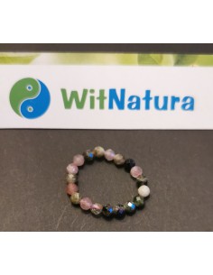 TURMALIN KOLOROWY, PIERŚCIONEK, KULKA FASETOWANA 3MM