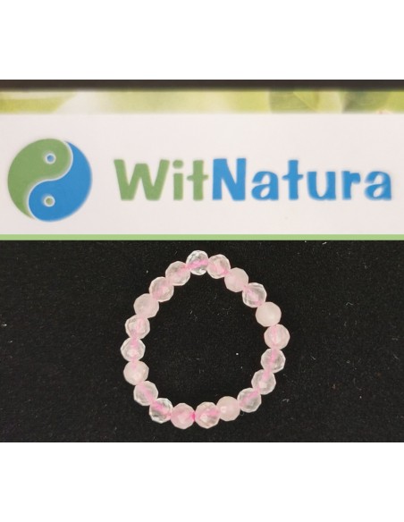 KWARC RÓŻOWY, PIERŚCIONEK, KULKA FASETOWANA 3MM