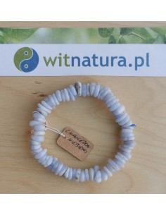 CHALCEDON NIEBIESKI, BRANSOLETKA GRUBA SIECZKA