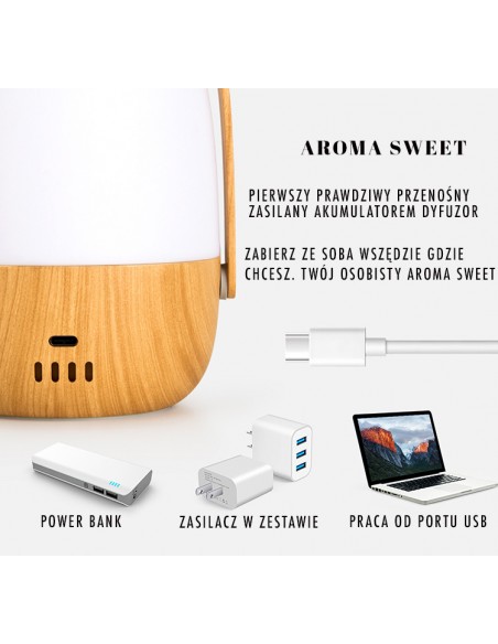 DYFUZOR I NAWILŻACZ PRZENOŚNY - AROMA SWEET DO AROMATERAPII - POMARAŃCZOWY