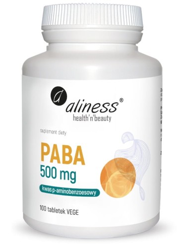 PABA (kwas p-aminobenzoesowy) 500 mg x 100 vege tabs. - ALINESS