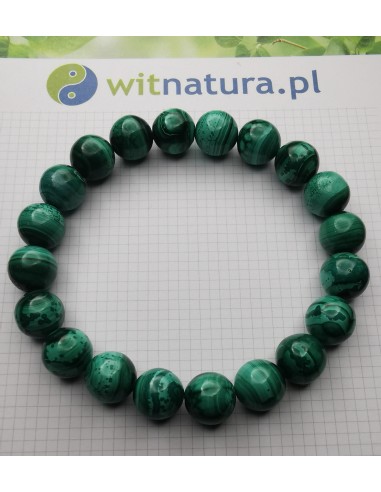 MALACHIT, BRANSOLETKA KULKI 6 MM