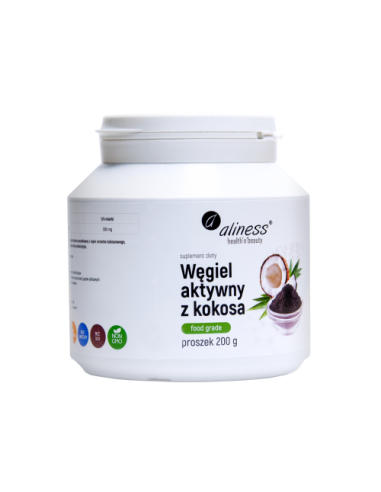 WĘGIEL AKTYWNY Z KOKOSA " FOOD GRADE" proszek 200 g - ALINESS