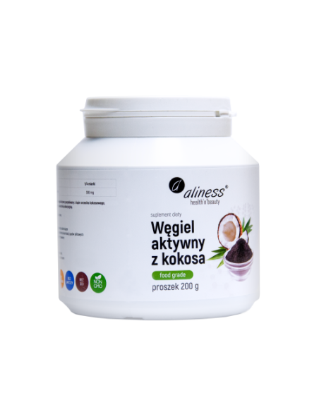 WĘGIEL AKTYWNY Z KOKOSA " FOOD GRADE" proszek 200 g - ALINESS