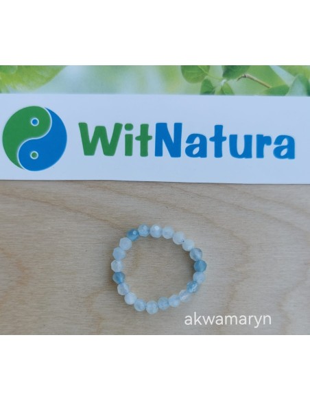 AKWAMARYN, PIERŚCIONEK, KULKA FASETOWANA 3MM