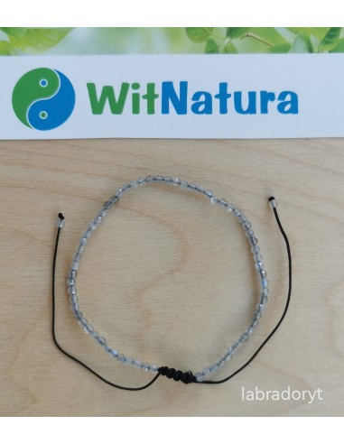 LABRADORYT, REGULOWANA BRANSOLETKA, FASETOWANE KULKI 2MM