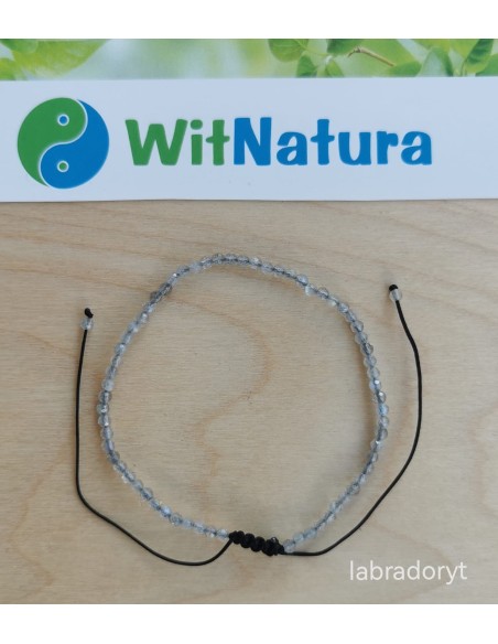 LABRADORYT, REGULOWANA BRANSOLETKA, FASETOWANE KULKI 2MM