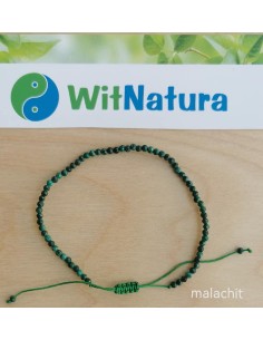 MALACHIT, REGULOWANA BRANSOLETKA, FASETOWANE KULKI 2MM