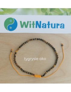 OKO TYGRYSIE, REGULOWANA BRANSOLETKA, FASETOWANE KULKI 2MM