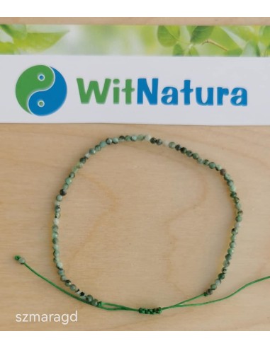 SZMARAGD, REGULOWANA BRANSOLETKA, FASETOWANE KULKI 2MM