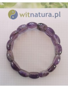 AMETYST, BRANOSOLETKA, PĘKATE PASTYLKI 14/12MM 2
