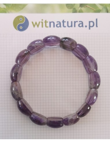 AMETYST, BRANOSOLETKA, PĘKATE PASTYLKI 14/12MM