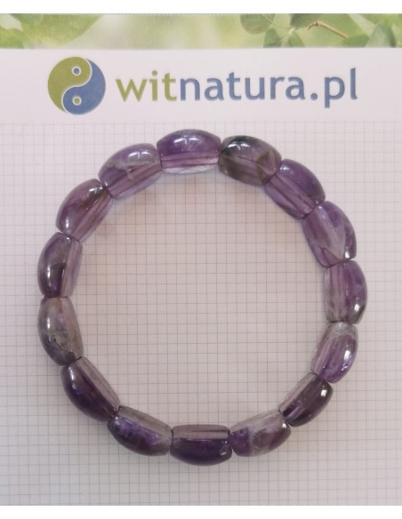 AMETYST, BRANOSOLETKA, PĘKATE PASTYLKI 14/12MM