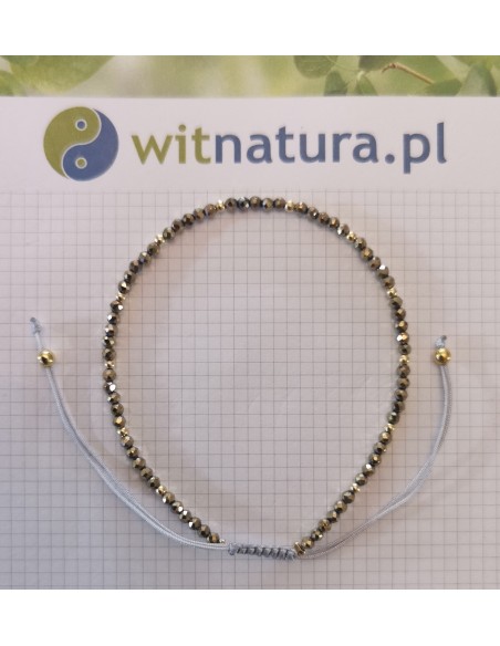 HEMATYT ZŁOTY, REGULOWANA BRANOSOLETKA, FASETOWANE KULKI 2MM