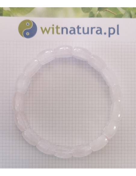 KWARC RÓŻOWY, BRANOSOLETKA, PĘKATE PASTYLKI 14/12MM