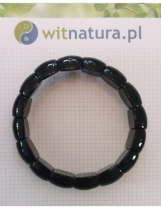 ONYKS CZARNY, BRANOSOLETKA, PĘKATE PASTYLKI 14/12MM 2