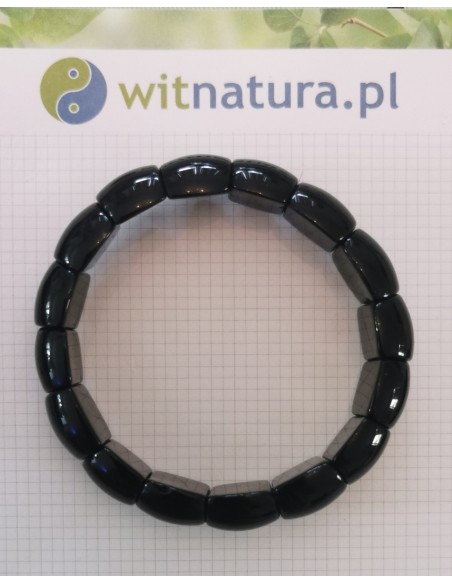 ONYKS CZARNY, BRANOSOLETKA, PĘKATE PASTYLKI 14/12MM