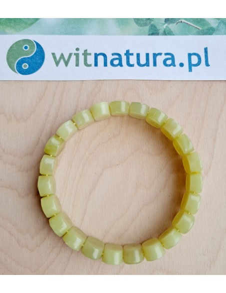 JADEIT, BRANOSOLETKA, FASETOWANE PASTYLKI 8/12MM