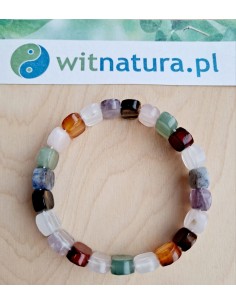 MIX KAMIENI, BRANOSLETKA, FASETOWANE PASTYLKI 8/12MM 2