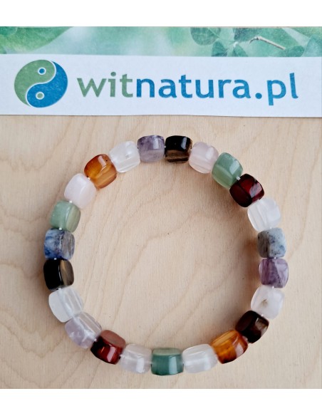 MIX KAMIENI, BRANOSLETKA, FASETOWANE PASTYLKI 8/12MM