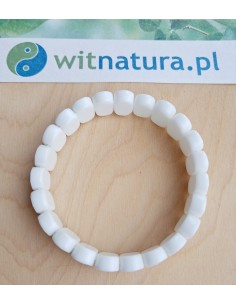 KWARC BIAŁY, BRANSOLETKA, FASETOWANE PASTYLKI 8/12MM 2