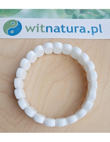KWARC BIAŁY, BRANSOLETKA, FASETOWANE PASTYLKI 8/12MM