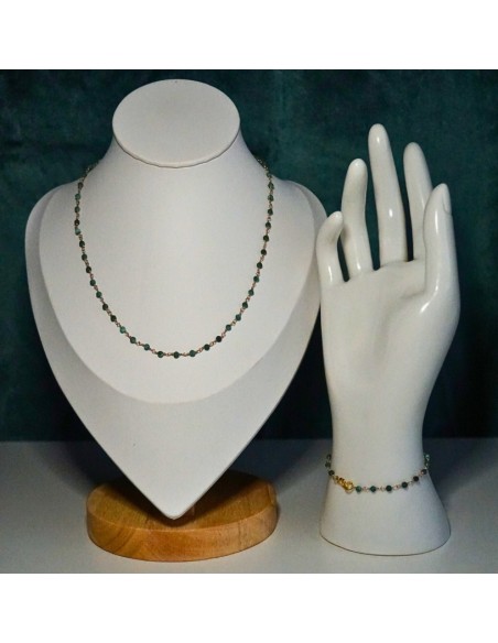 Zestaw Srebro Malachit 3mm - Crystals Break