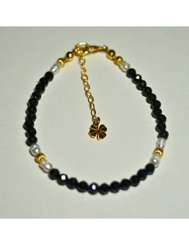 Bransoletka Szczęścia Turmalin Czarny x Perła Naturalna 3mm - Crystals Break