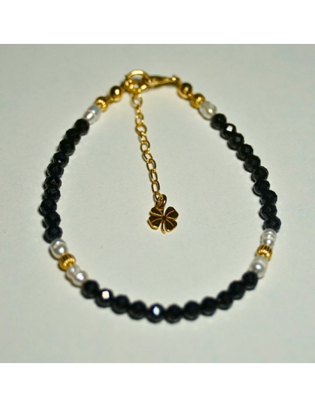 Bransoletka Szczęścia Turmalin Czarny x Perła Naturalna 3mm - Crystals Break