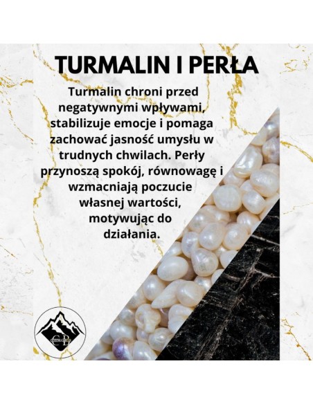 Bransoletka Szczęścia Turmalin Czarny x Perła Naturalna 3mm - Crystals Break