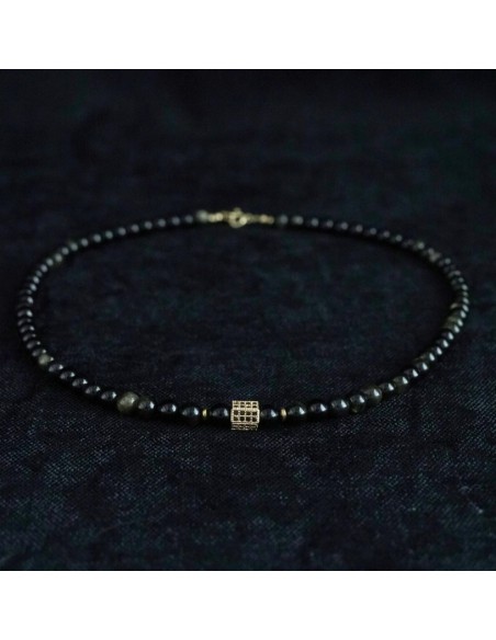 Naszyjnik Obsydian Złocisty 6mm - Crystals Break