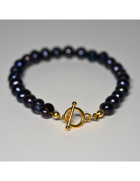 Bransoletka Toggle Perła Naturalna Czarna 6mm - Crystals Break